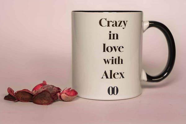 Love Box individual taza personalizada crazy in love