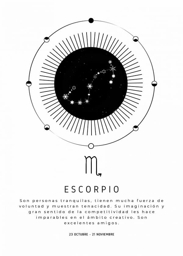 Lámina line art "Signo zodiaco Escorpio"
