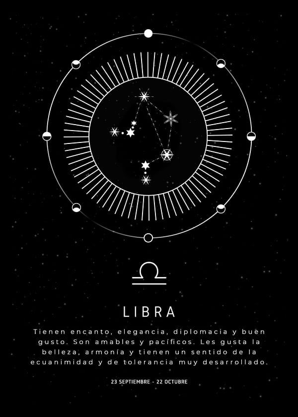 Lámina line art "Signo zodiaco libra"