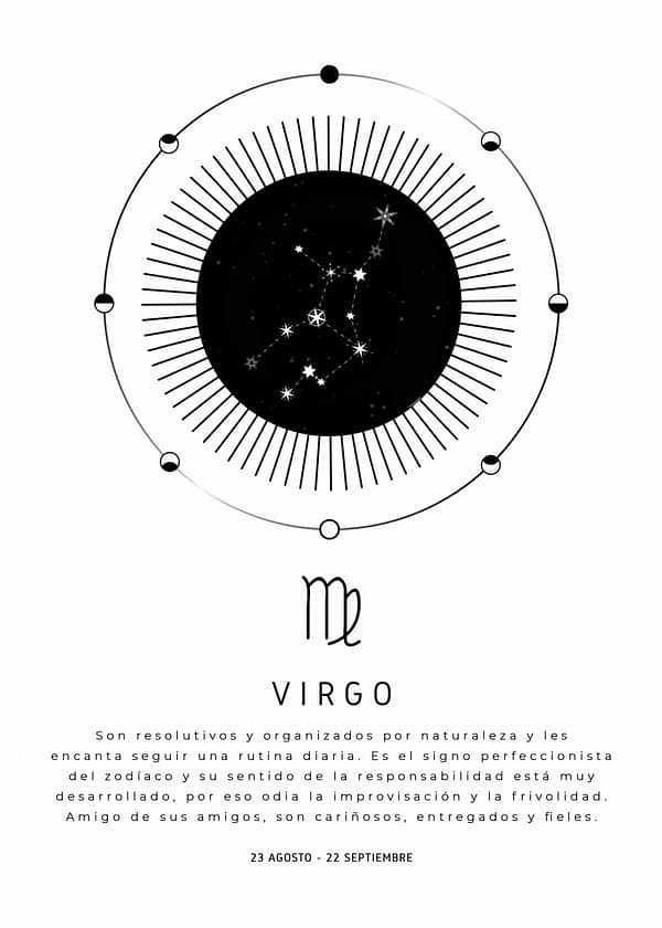 Lámina line art "Signo zodiaco virgo"