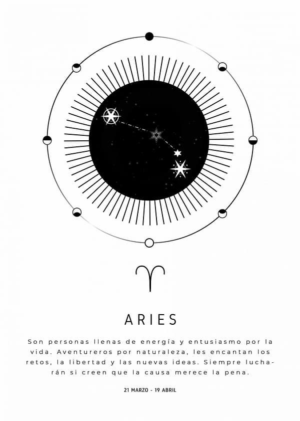 Lámina line art "Signo zodiaco Aries"