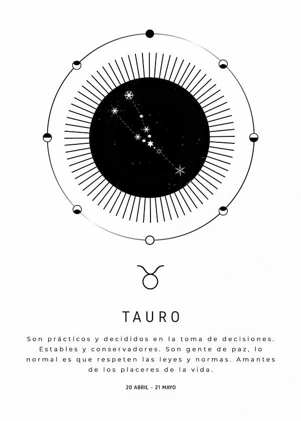 Lámina line art "Signo zodiaco tauro"