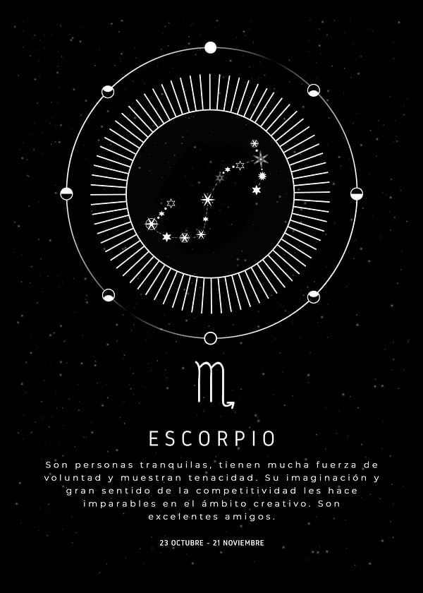 Lámina line art "Signo zodiaco Escorpio"