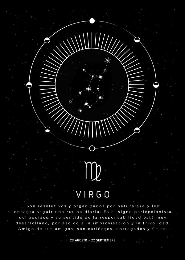 Lámina line art "Signo zodiaco virgo"