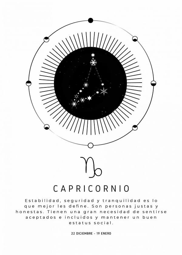 Lámina line art "Signo zodiaco capricornio"