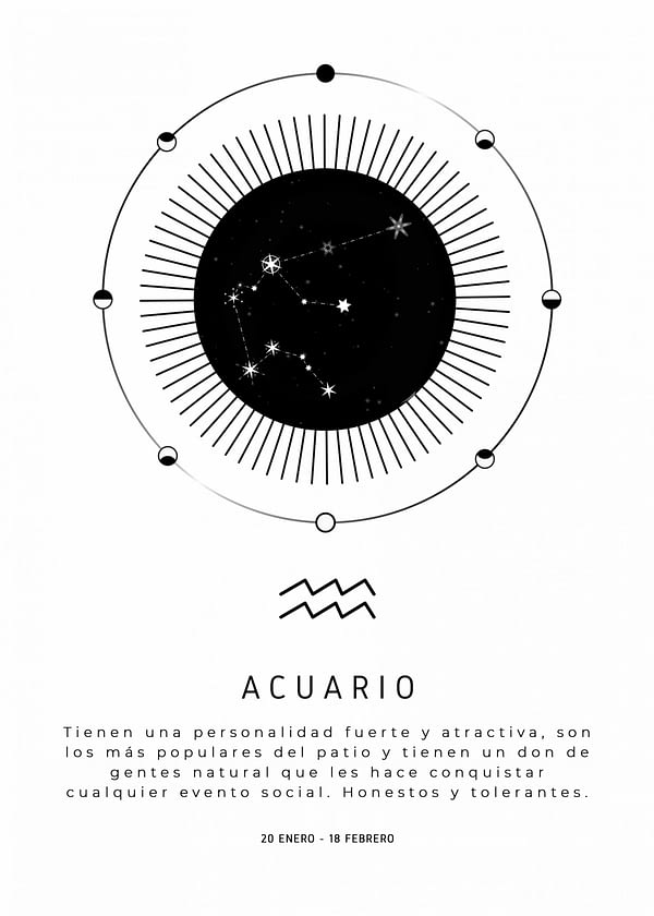 Lámina line art "Signo zodiaco Acuario"